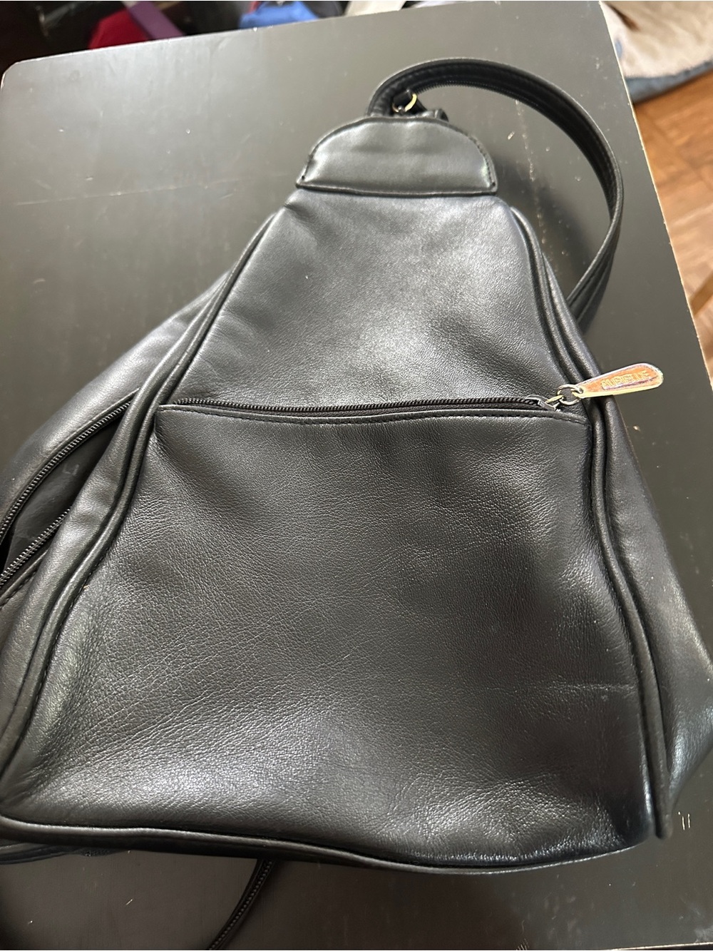 Aurielle Black Leather Backpack Sling